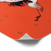 アジアの鶴の模様（赤） ポスター (角)