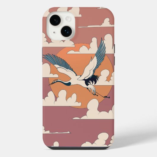 アジアの鶴の飛行 iPhoneケース (裏面)