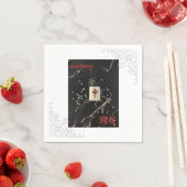 アジアの麻雀ナプキンと赤龍 スタンダードカクテルナプキン (インサイチュ)