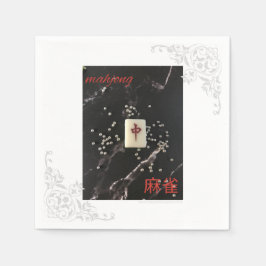 アジアの麻雀ナプキンと赤龍 スタンダードカクテルナプキン