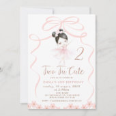 アジアの黒髪バレリーナ ツー トゥ キュートな誕生日 招待状 (正面)