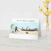 アジアのDachshundグリーティングカード カード (黄色い花)