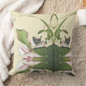 アジアはすの花の蝶コラージュの装飾用クッション クッション (ブランケット)