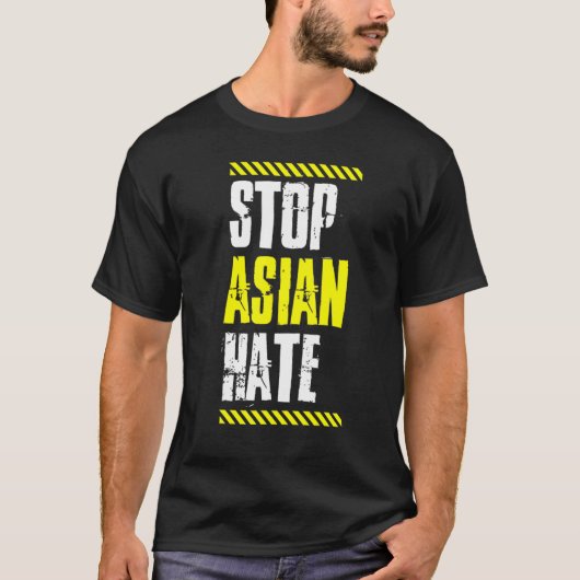 アジアへの憎悪を止めろ 警告テープ アメリカの誇り 愛 A Tシャツ (正面)
