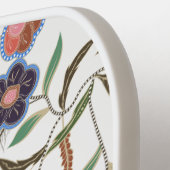 アジアろうけつ染めスタイル抽象芸術フローラルパターンオンホワイト ピックルボールラケット (左詳細)