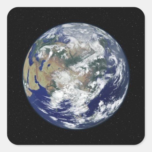 アジアを中心とした完全に照らされた地球 スクエアシール (正面)