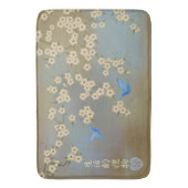 アジアアイボリーの花の青い鳥「生命の贈り物」 バスマット (正面縦)