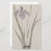 アジアアイリス花の葉のリネン一見の文房具 便箋 (正面/裏面)