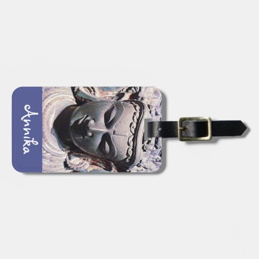 アジアアンティーク彫刻顔像写真名前をカスタムする ラゲッジタグ (正面横)