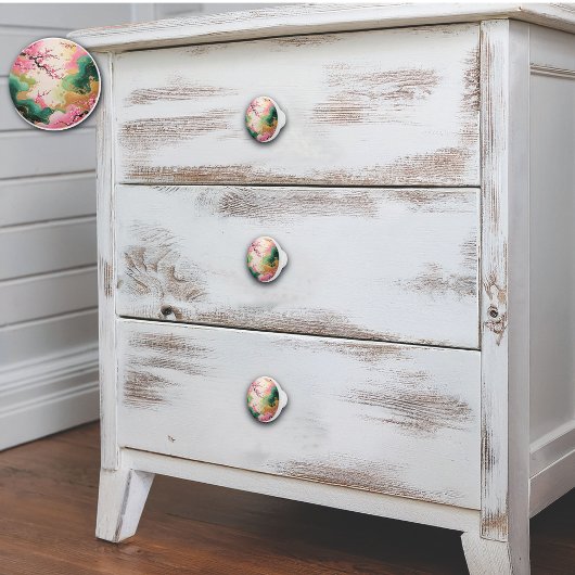 アジアインスパイアさくらんぼの花の模様 セラミックノブ