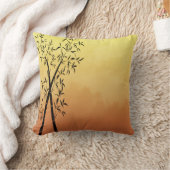 アジアインスパイアの竹と山の景色サンセット クッション (ブランケット)