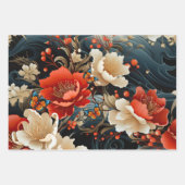 アジアインスパイア花模様&蝶ギフトラップ ラッピングペーパーシート (正面2)