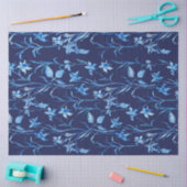 アジアインフルエンスネイビーブルーアイリスフローラデコページ 薄葉紙 (クラフト)