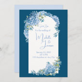 アジアインフルエンスブルーホワイト結婚フローラ 招待状 (正面/裏面)