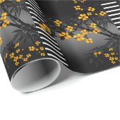アジアエレガントバンブーイエロー白黒花 ラッピングペーパー (ロールコーナー)