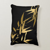 アジアエレガントブラック金ゴールド竹ホーム アクセントクッション (裏面(縦))