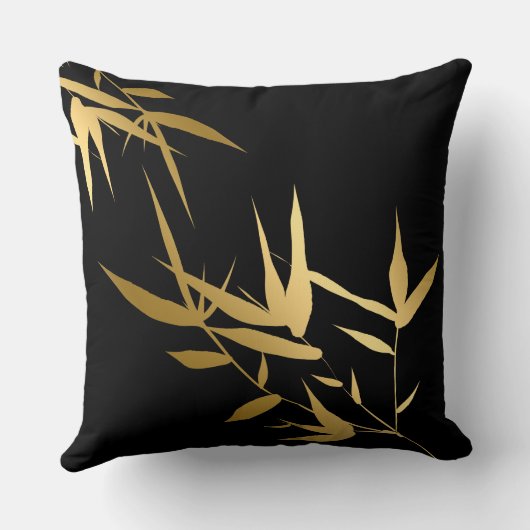 アジアエレガントブラック金ゴールド竹1 クッション (裏面)