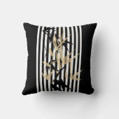 アジアエレガント白黒ストライプ金ゴールド竹 クッション (裏面)