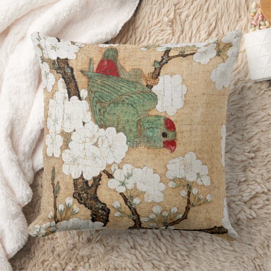 アジアオウムの鳥の花の花の装飾用クッション クッション (ブランケット)