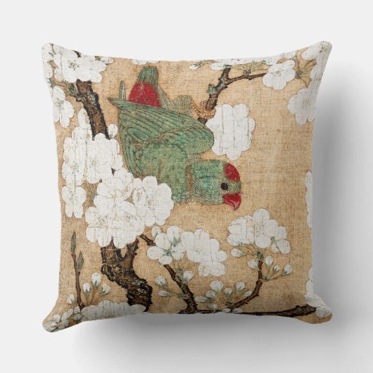 アジアオウムの鳥の花の花の装飾用クッション クッション (裏面)