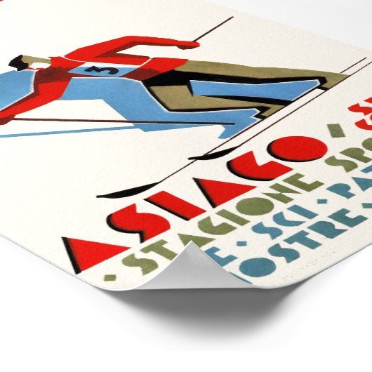 アジアゴイタリアヴィンテージスキー旅行ポスター ポスター (角)