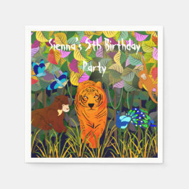 アジアジャングルタイガーサンベアーピーコックインディアンローラー スタンダードカクテルナプキン