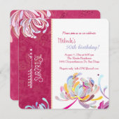 アジアスタイリッシュムームホットピンクサプライズ誕生日パーティー 招待状 (正面/裏面)