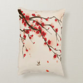 アジアスタイルの絵画、春のプラム花 アクセントクッション (裏面(縦))