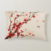 アジアスタイルの絵画、春のプラム花 アクセントクッション (裏面)