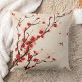 アジアスタイルの絵画、春のプラム花 クッション (ブランケット)