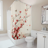 アジアスタイルの絵画、春のプラム花 シャワーカーテン (インサイチュ)