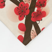 アジアスタイルの絵画、春のプラム花 フリースブランケット (角)