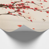 アジアスタイルの絵画、春のプラム花 ラッピングペーパー (角)