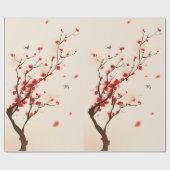アジアスタイルの絵画、春のプラム花 ラッピングペーパー (フラット)