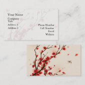 アジアスタイルの絵画、春のプラム花 名刺 (正面/裏面)