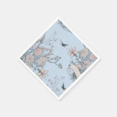 アジアスタイルパステルピンクリリー&バラオンブルー スタンダードカクテルナプキン (角)