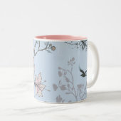 アジアスタイルピンクリリーとバラオンブルー ツートーンマグカップ (正面右)