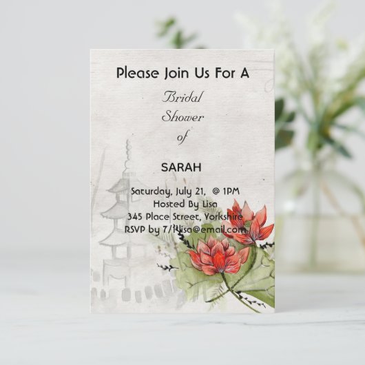 アジアスタイルフラワーズブライダルシャワー招待カード セーブザデート (スタンド正面)