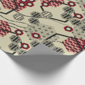 アジアスタイル六角赤と黒のパターン ラッピングペーパー (角)