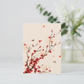 アジアスタイル絵画の春の梅 ポストカード (スタンド正面)