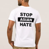 アジアストップ人嫌いのアンチ人種差別のスローガン黒のロゴ Tシャツ (裏面)