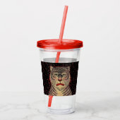アジアストライプのタイガー頭部の激しい顔赤いドット アクリルタンブラー (裏面)
