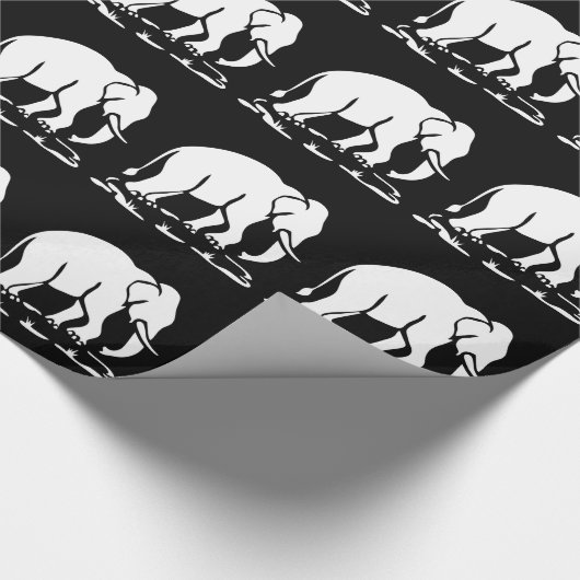 アジアゾウの前方にタイ象の移住の印 ラッピングペーパー (角)