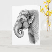 アジアゾウの勉強のバースデー・カード カード (黄色い花)