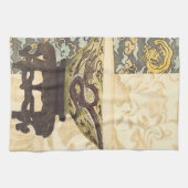 アジアタペストリーとボウル&ドラゴンデザイン キッチンタオル (横)