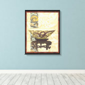 アジアタペストリーとボウル&ドラゴンデザイン キャンバスプリント (インサイチュ (ウッドフロア))