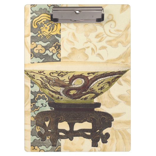 アジアタペストリーとボウル&ドラゴンデザイン クリップボード (正面)