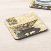 アジアタペストリーとボウル&ドラゴンデザイン コースター (左側)