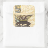 アジアタペストリーとボウル&ドラゴンデザイン スクエアシール (バッグ)