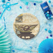 アジアタペストリーとボウル&ドラゴンデザイン ペーパープレート (パーティー)